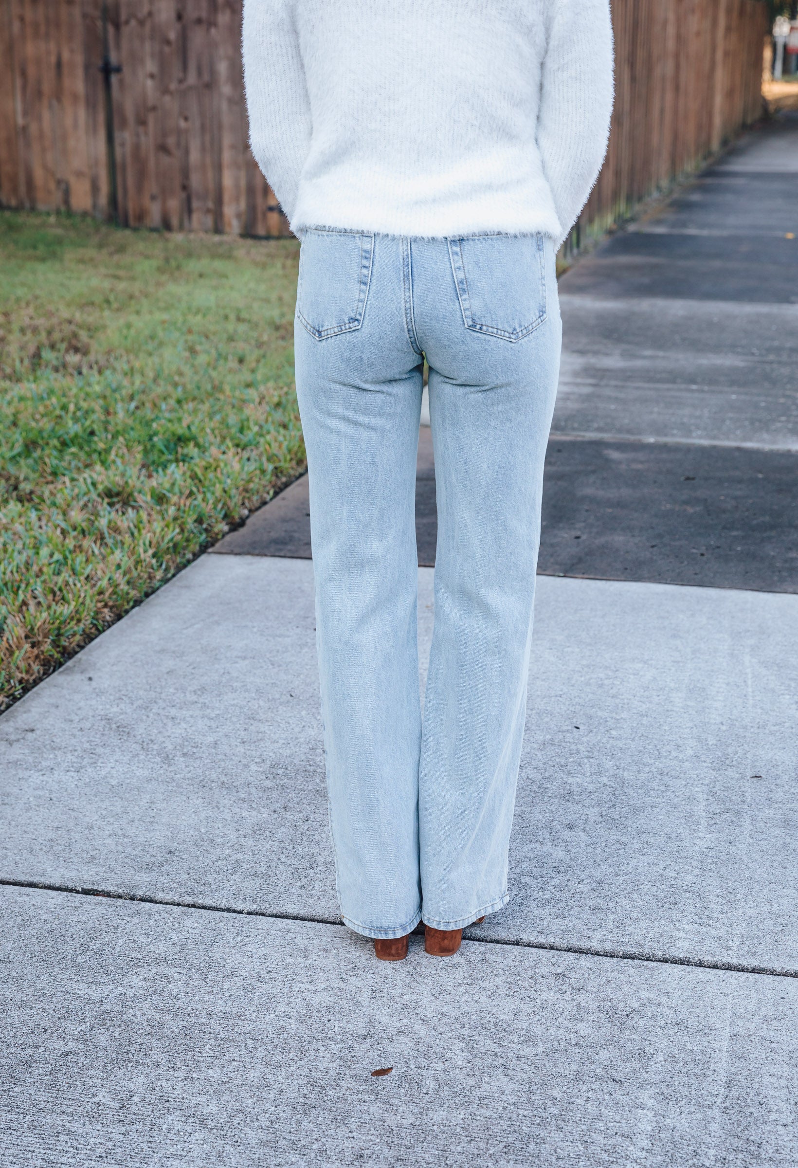 Asiah Straight Leg Jeans With Side Slit