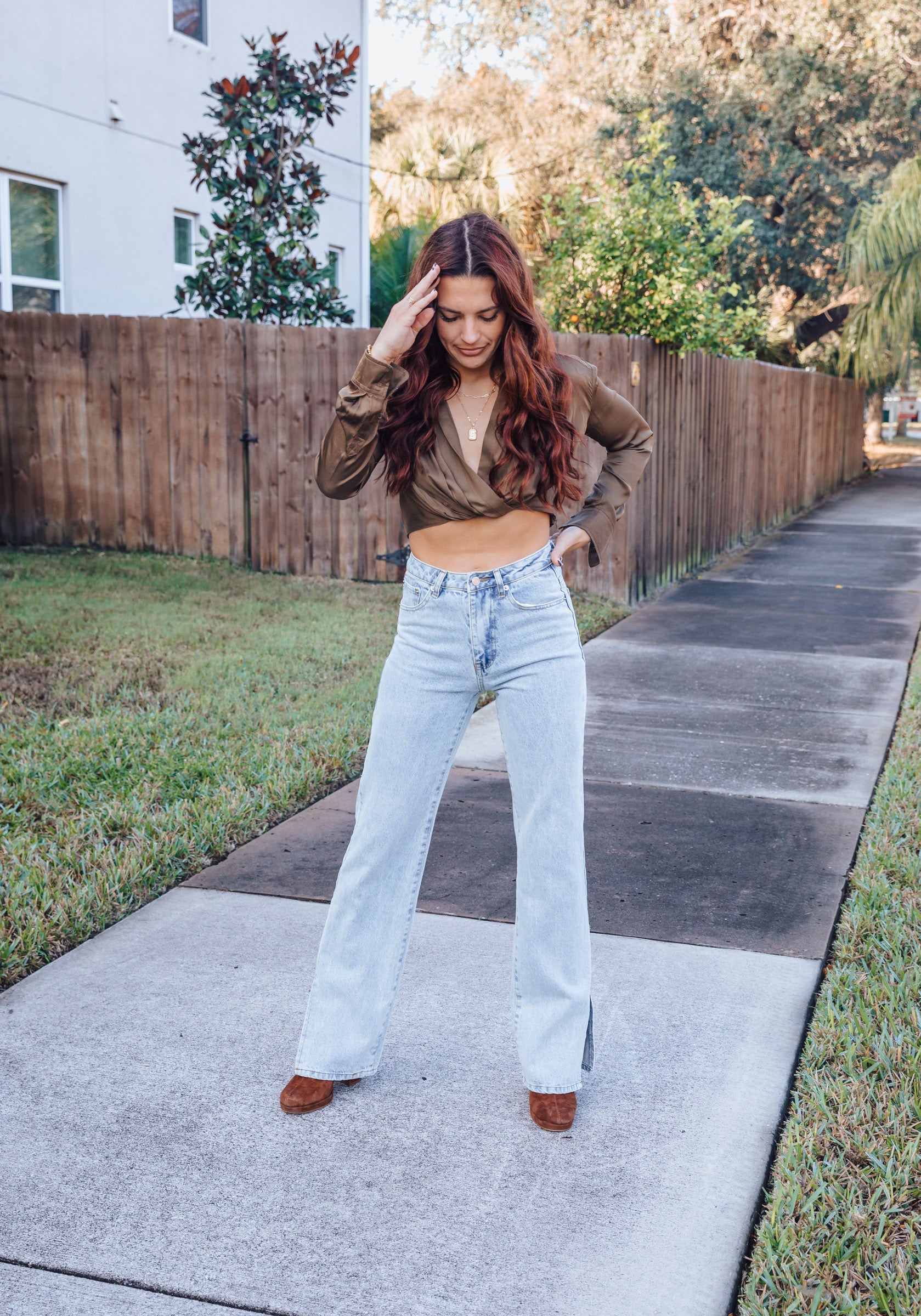 Asiah Straight Leg Jeans With Side Slit