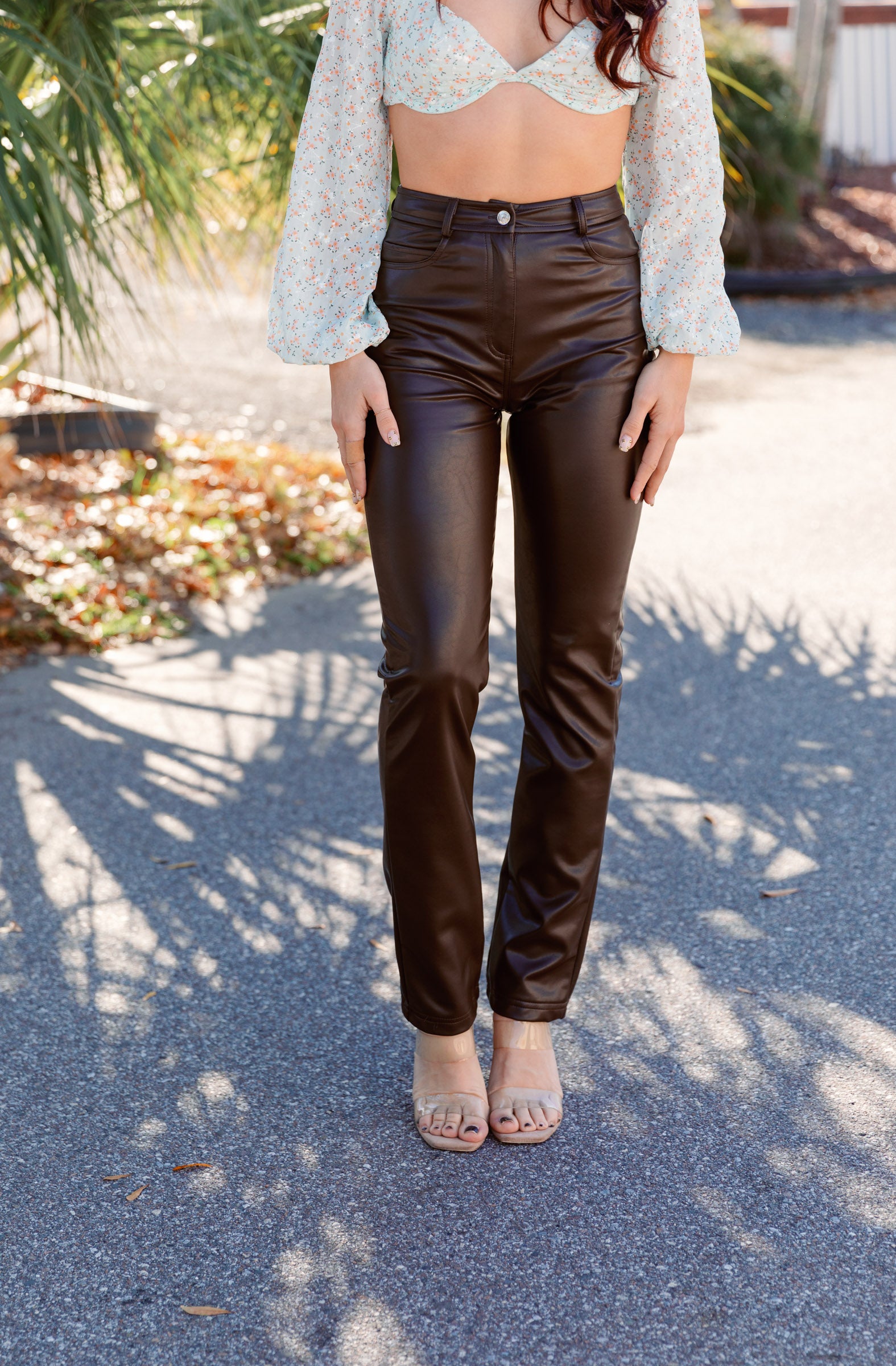 Gini Faux Leather Straight Leg Pants