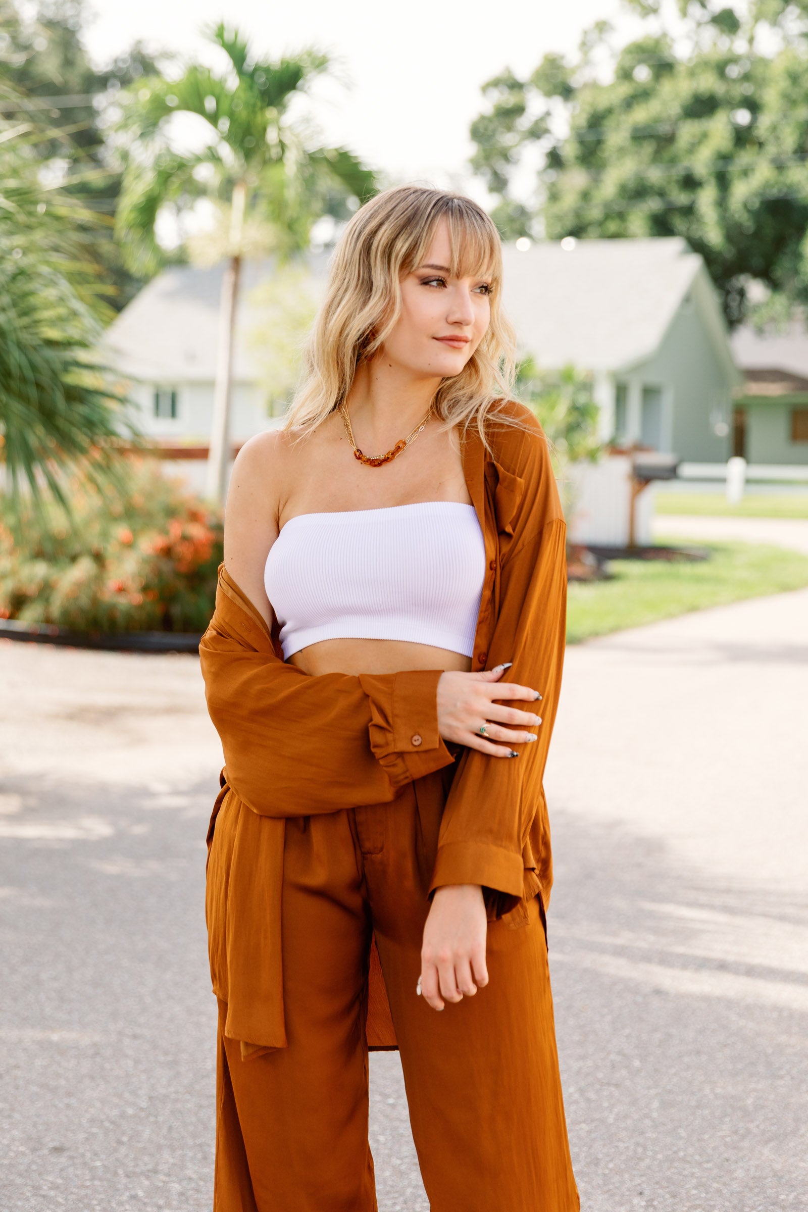 Athena Washed Satin Oversized Button Up Top