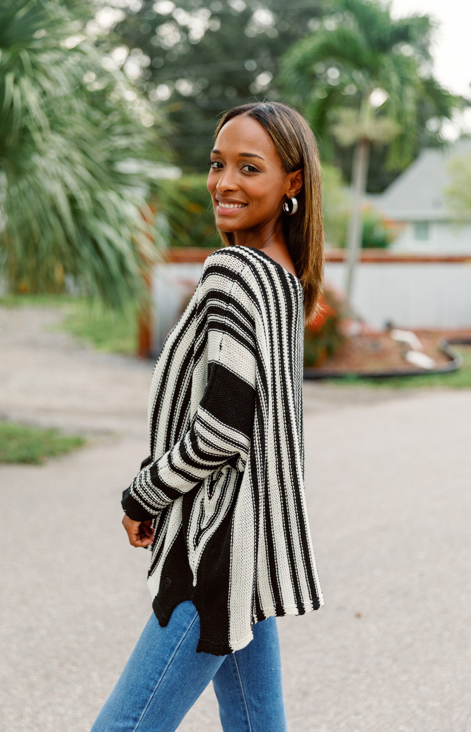 Jalia Lightweight Zebra Striped Sweater